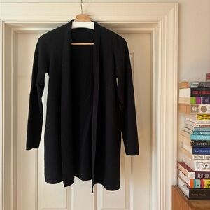 Eileen Fisher Black Open-Front Wool Cardigan